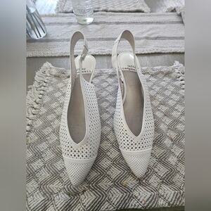 Jeffrey Campbell Perforated White Slingback Heels